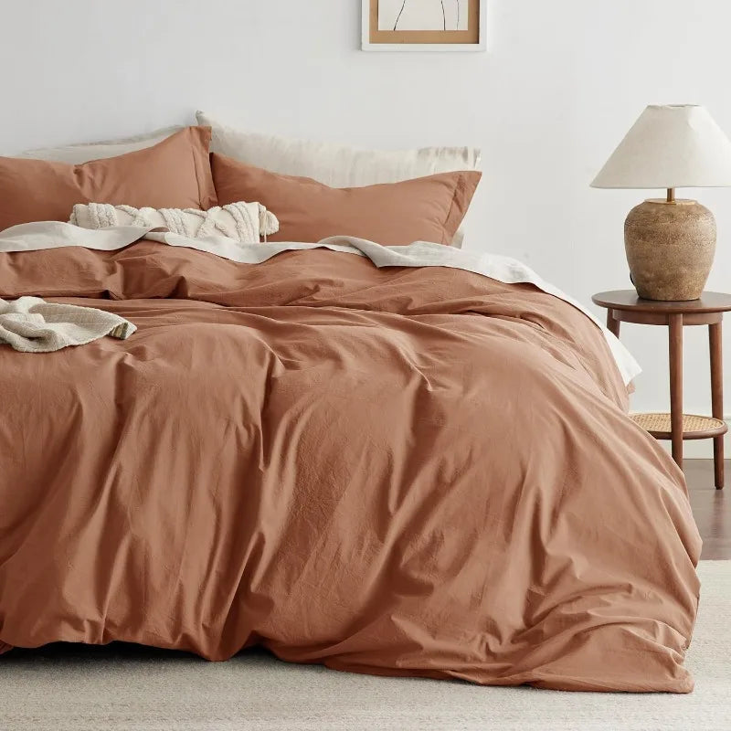 100% Washed Cotton Duvet Cover Set - Sunburn