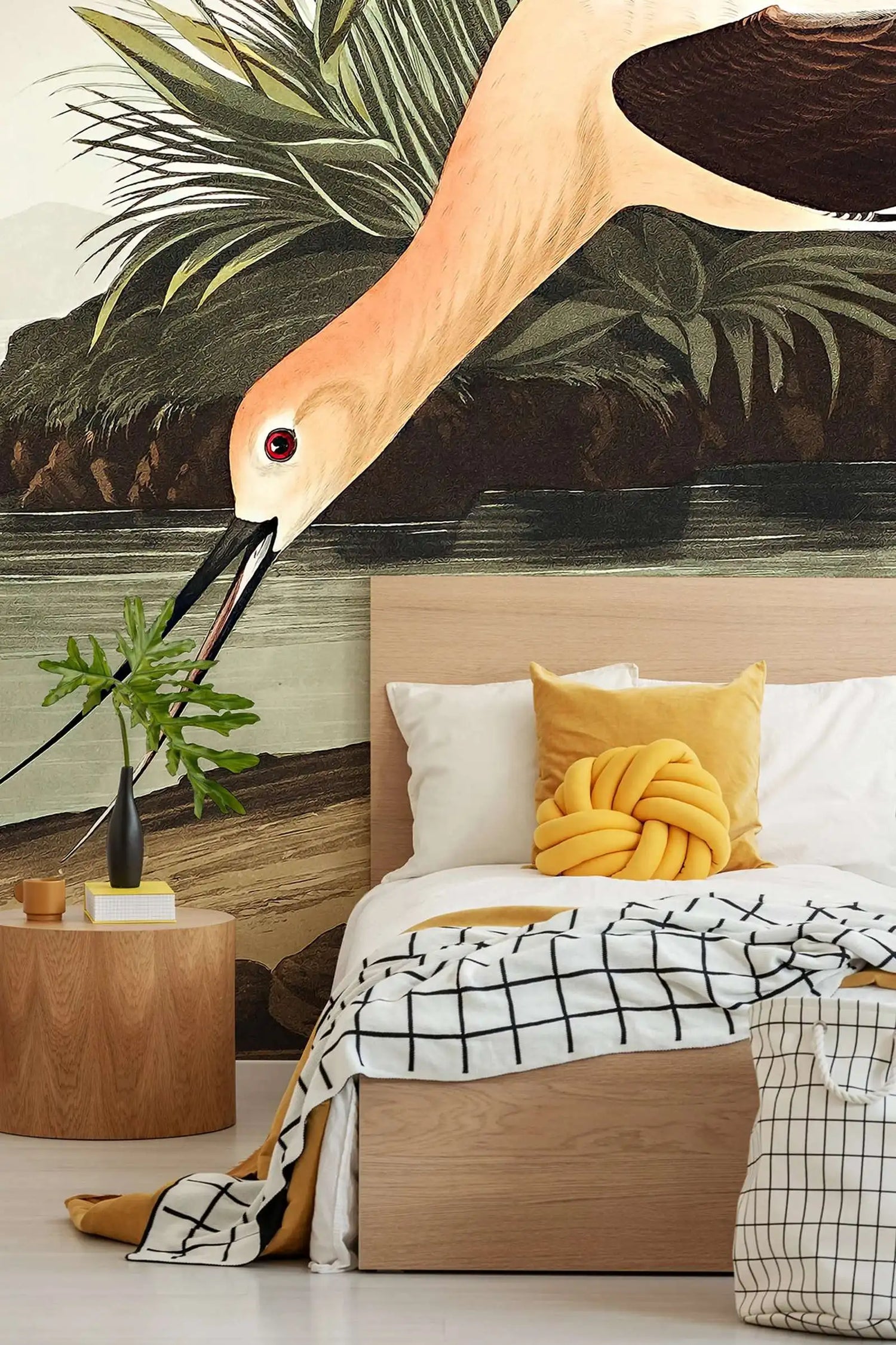 Vintage Avocet Bird Mural