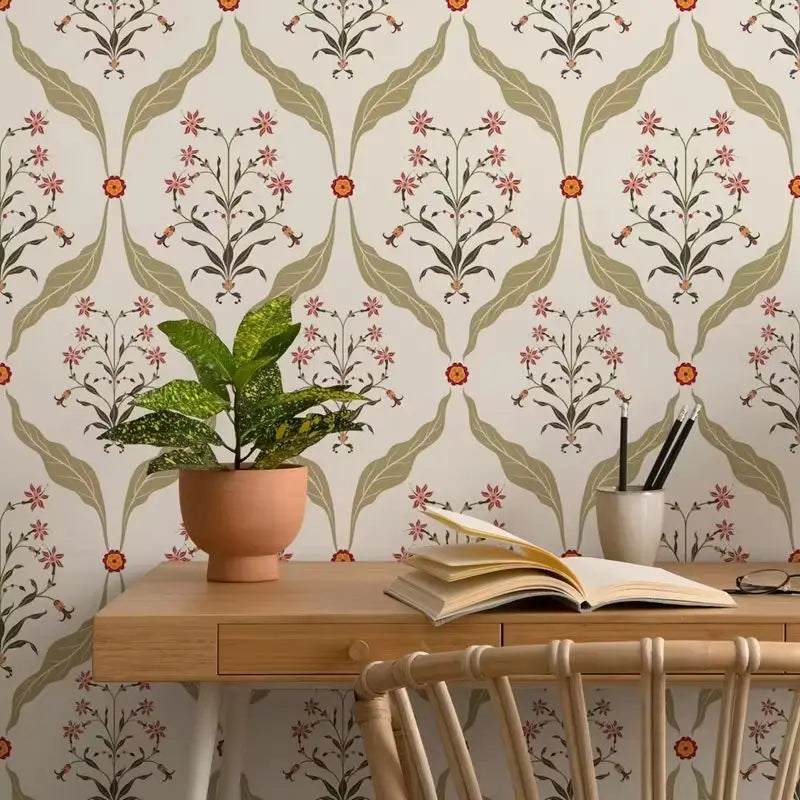 Geometric Flower Floral Wallpaper