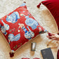 Red Chinoiserie Inspired Pillow Cover with Tassels