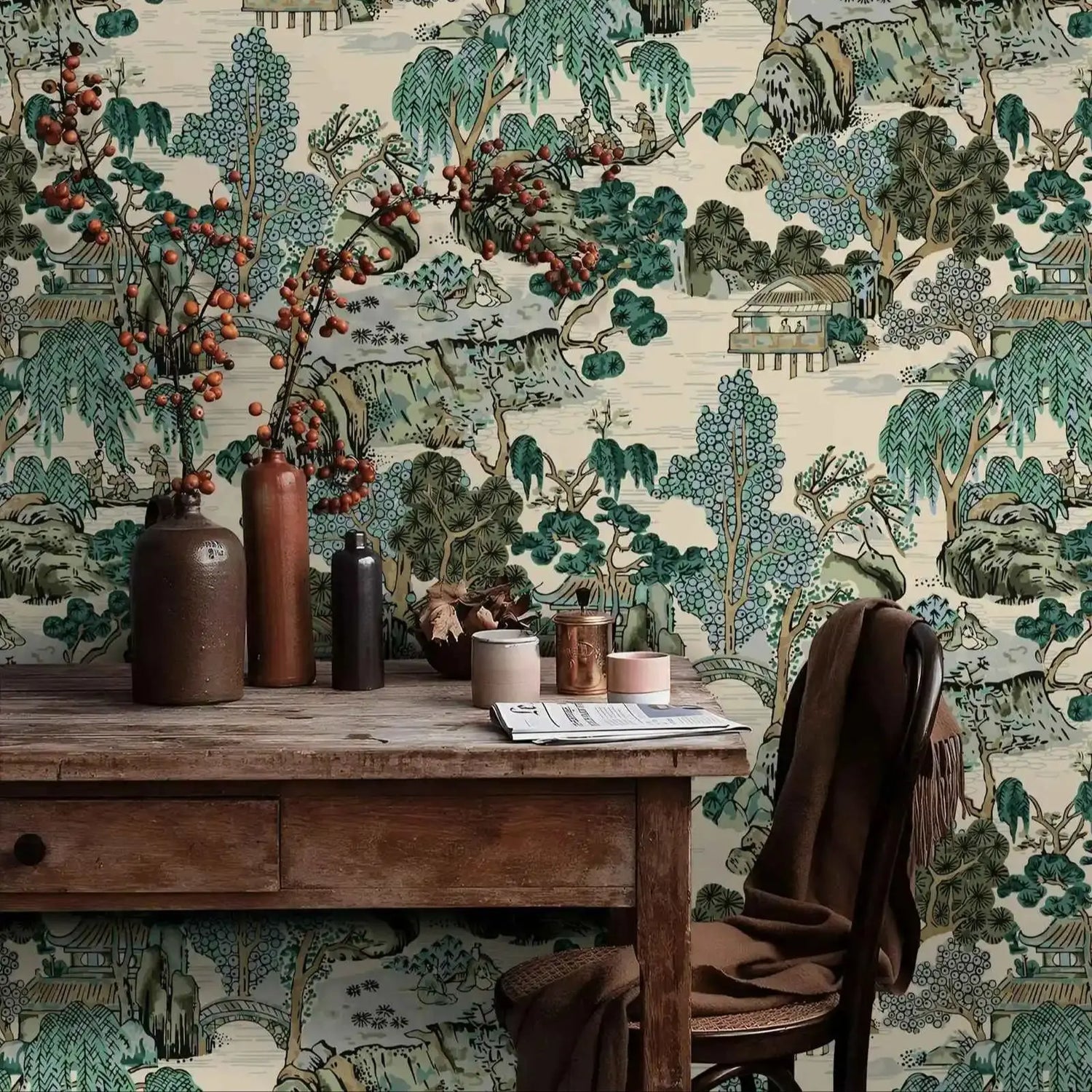 Japanese Garden Oriental Landscape Mural Wallpaper