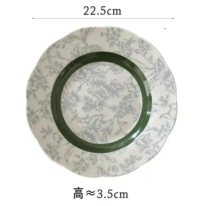 Vintage Inspired Floral Green Plate - MAIA HOMES