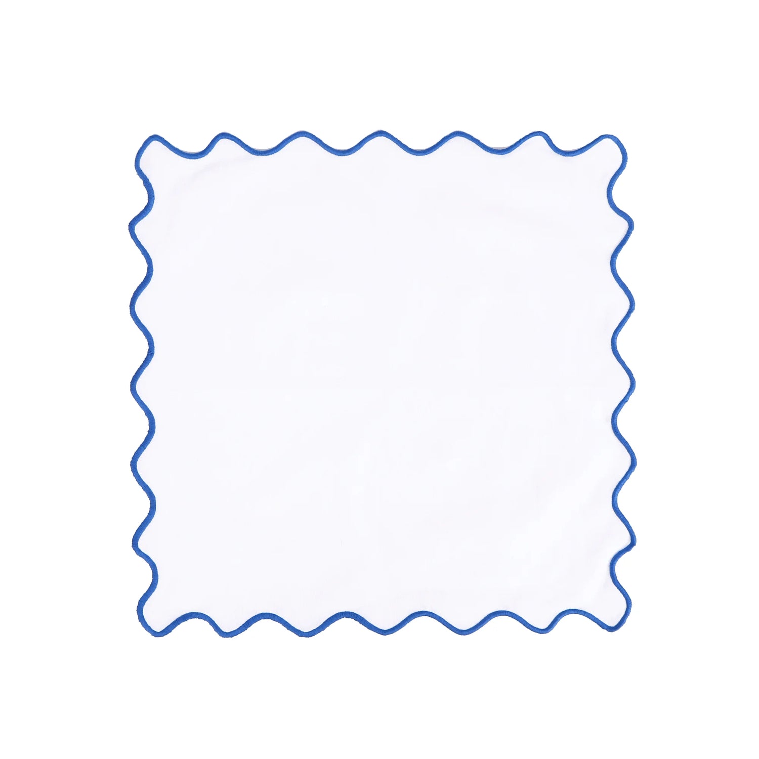 Opulent Scalloped Edge Placemat | Classic White with Blue Trim