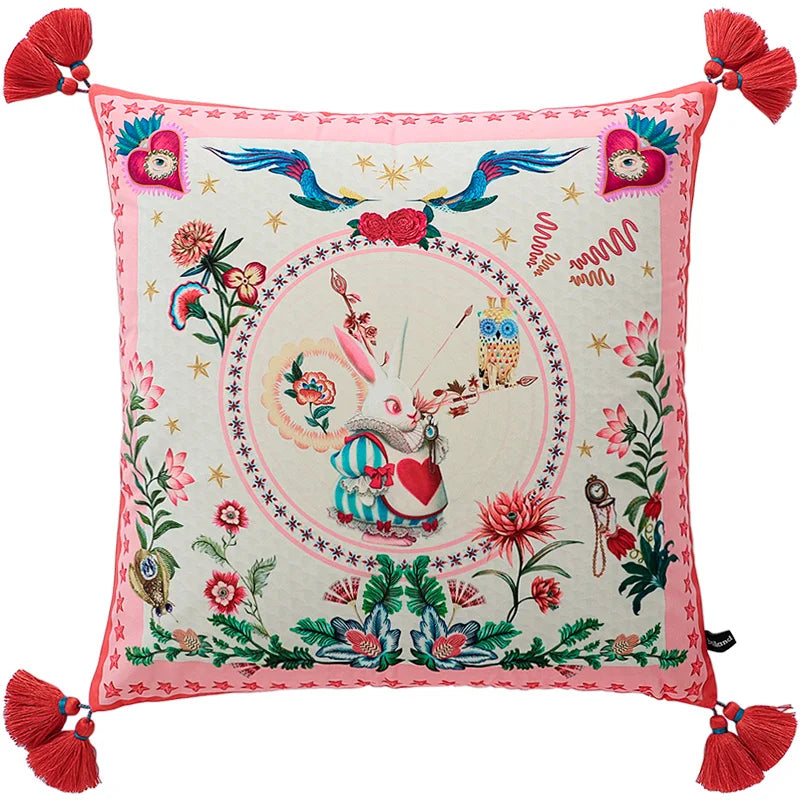 Whimsical White Rabbit Luxury Cushion Cover