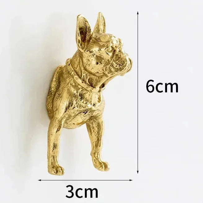 Brass Animal Bulldog Inspired Cabinet Door Knobs