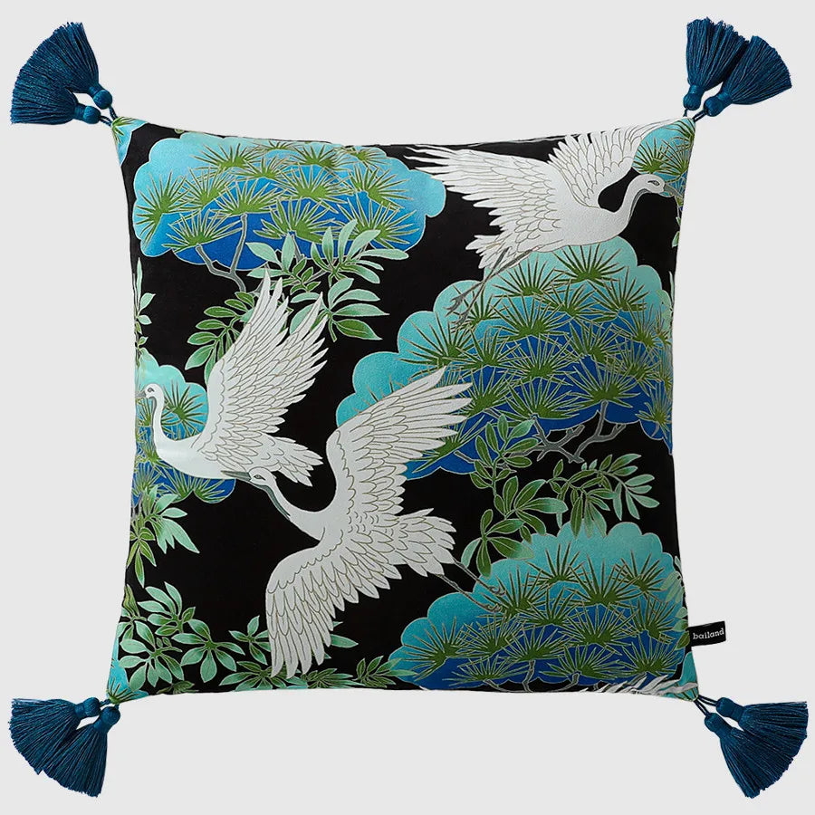 Celestial Cranes Luxury Cushion Cover