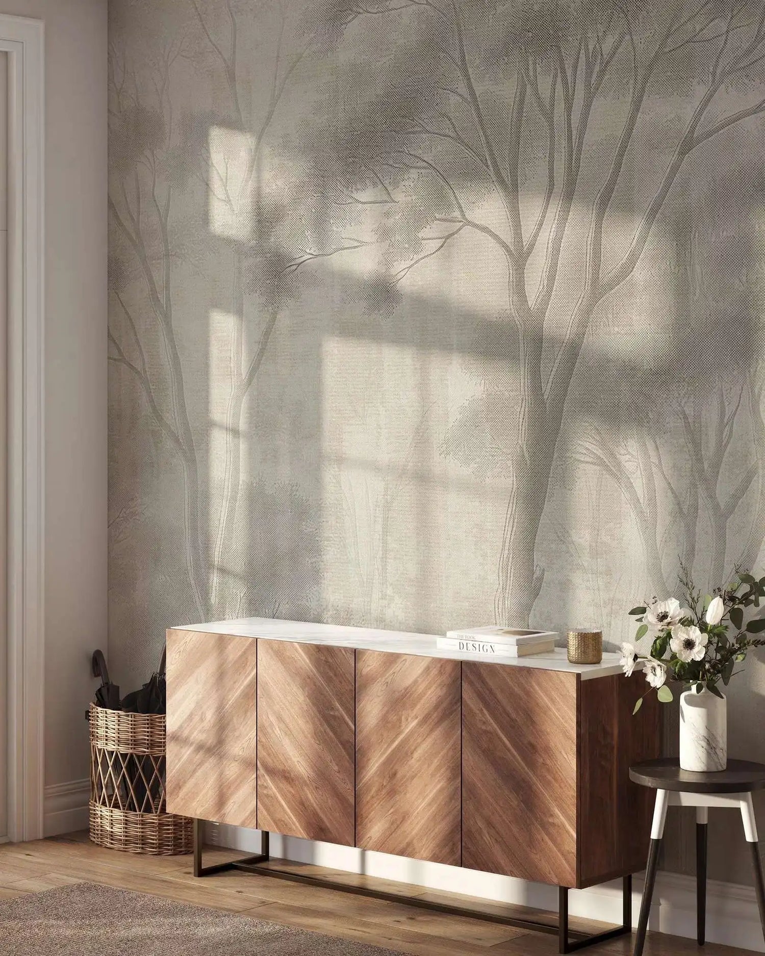 Foggy Forest Landscape Mural