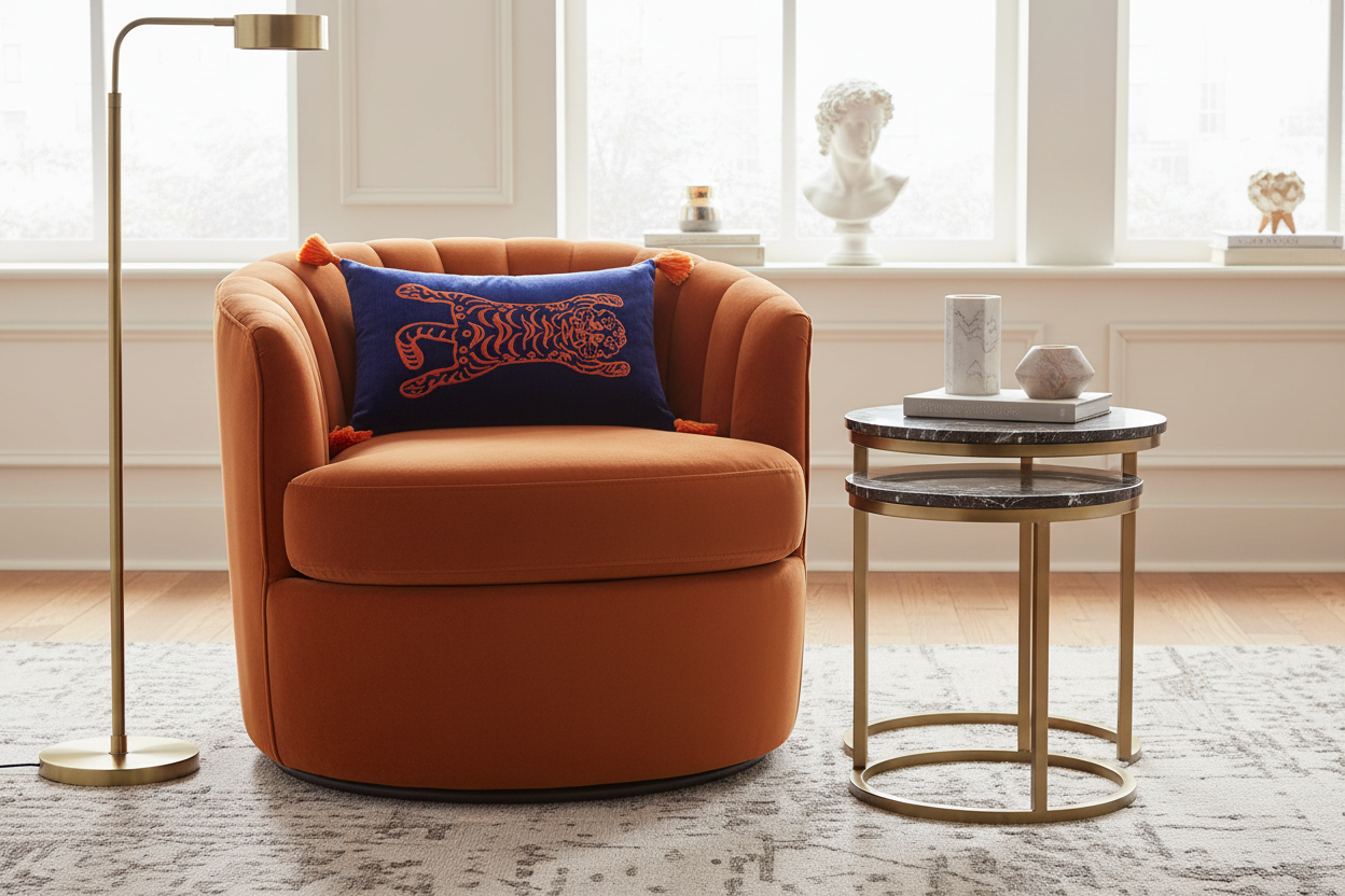 Sapphire Tiger Velvet Embroidered Throw Pillow