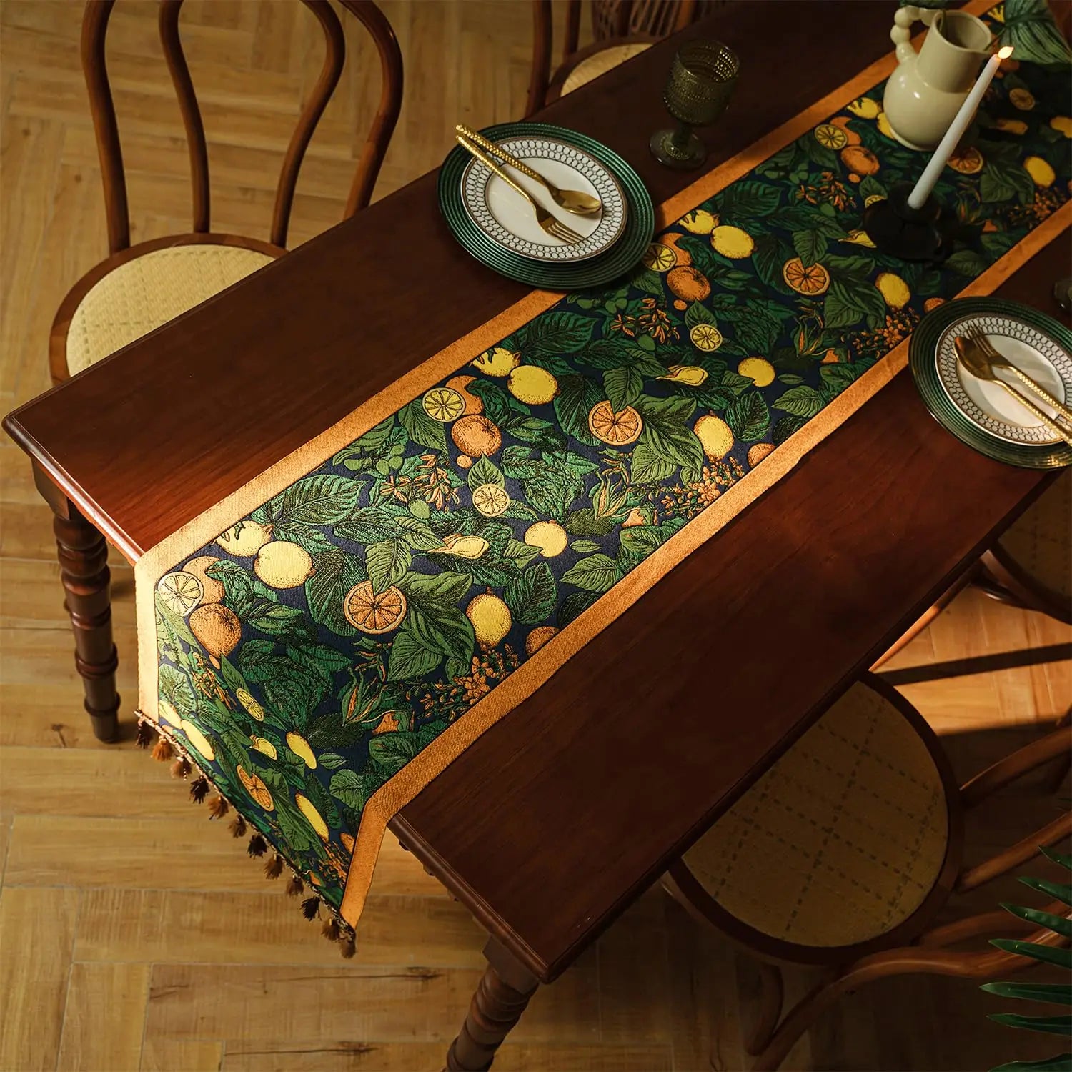 Farmhouse Lemon Floral Table Runner