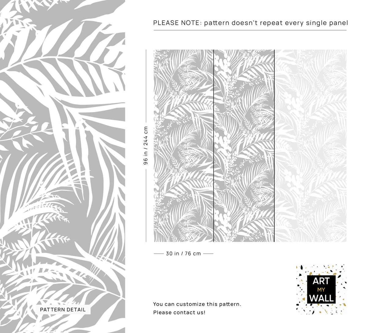 Grey Tropical Foliage Wallpaper