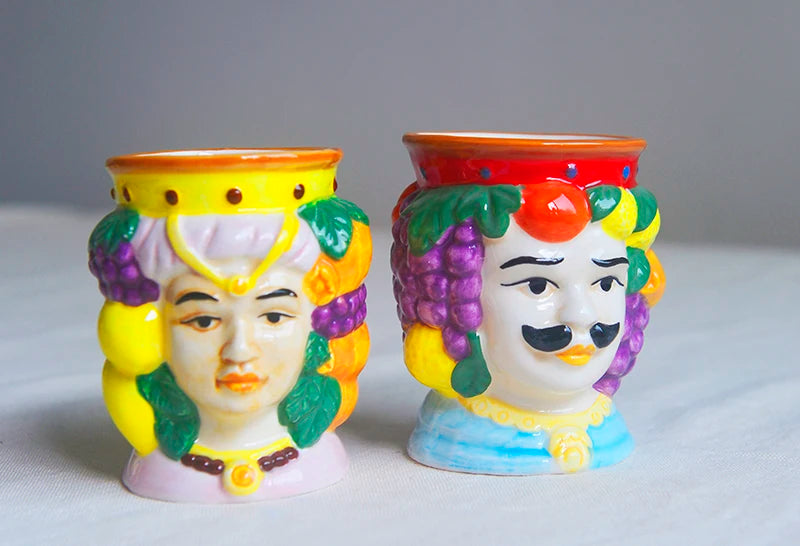 Royal Couple Hand-Painted Ceramic Desk Organizer & Bud Vase