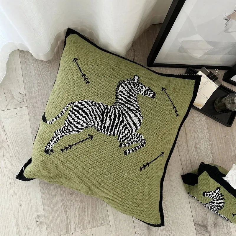 Arrows and Zebra Green Throw Pillow Cover