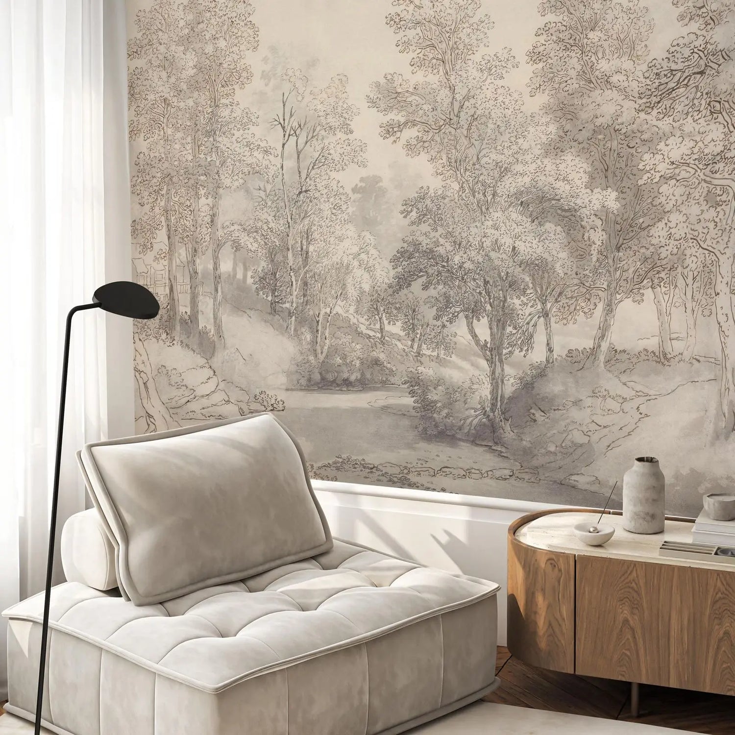 Soft Tone Tree Landscape Mural