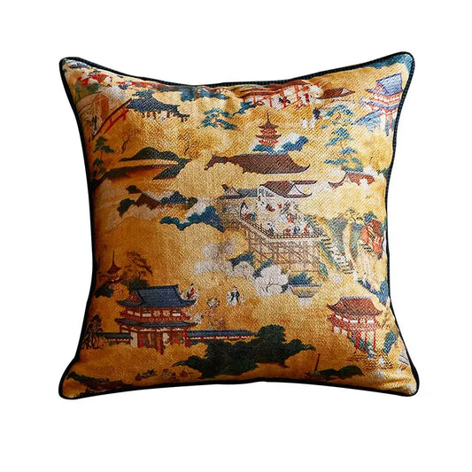 Chinoiserie Courtyard Throw Pillow Cover A