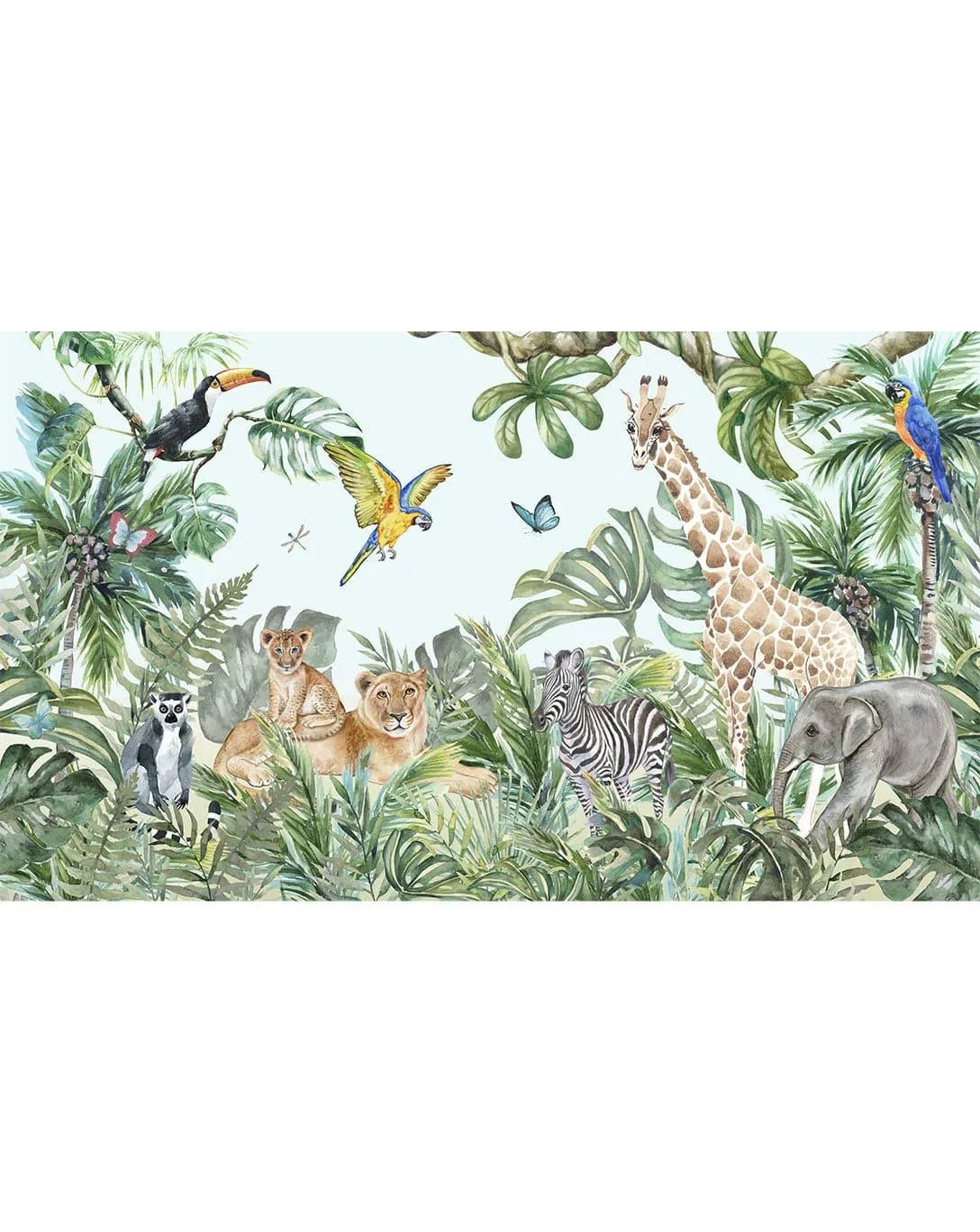 Safari Jungle Exotic Animals Kids Room Wall Mural