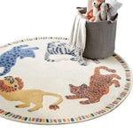 Safari Animal Round Hand Tufted Wool Rug