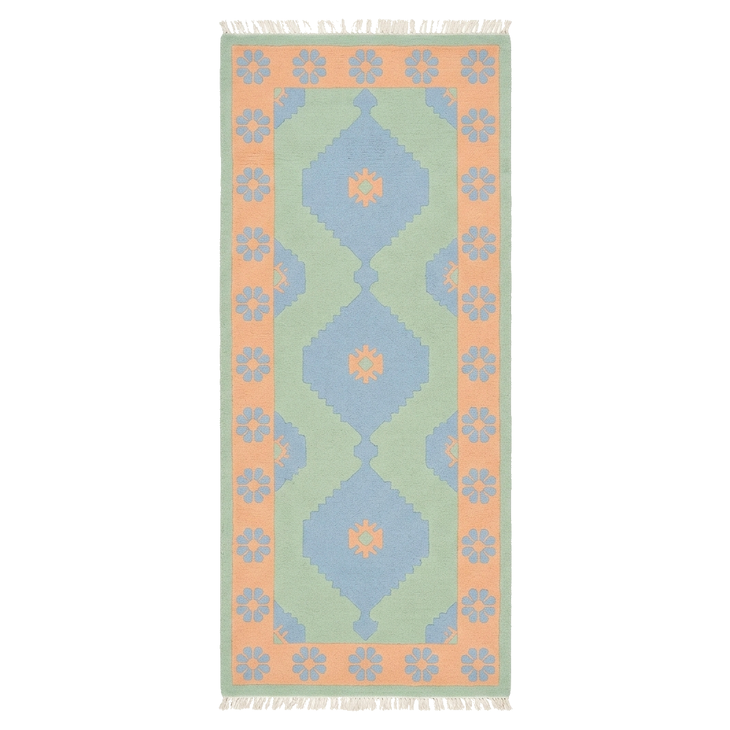 Sage & Amber Ogee Hand Knotted Runner Rug 