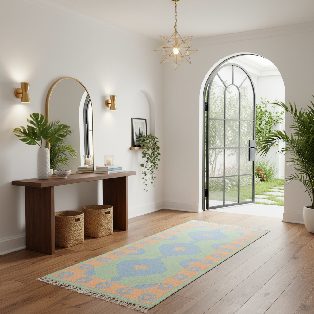 Sage & Amber Ogee Hand Knotted Runner Rug