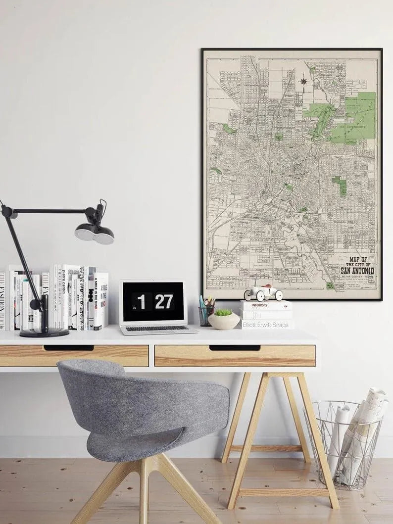 San Antonio Map Wall Print| Framed Map Wall Decor