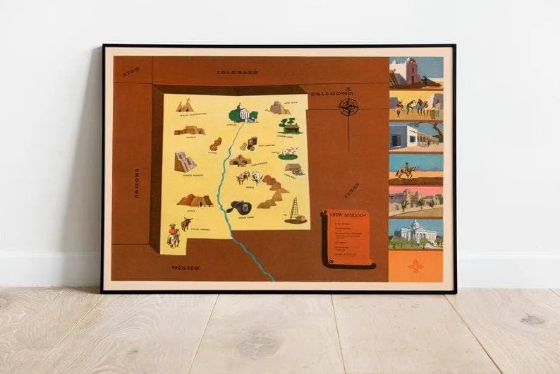 Historical Map of New Mexico| 1938 New Mexico Map Wall Print