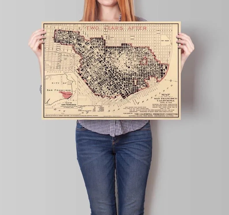 San Francisco Map Wall Print| Framed Map Wall Decor