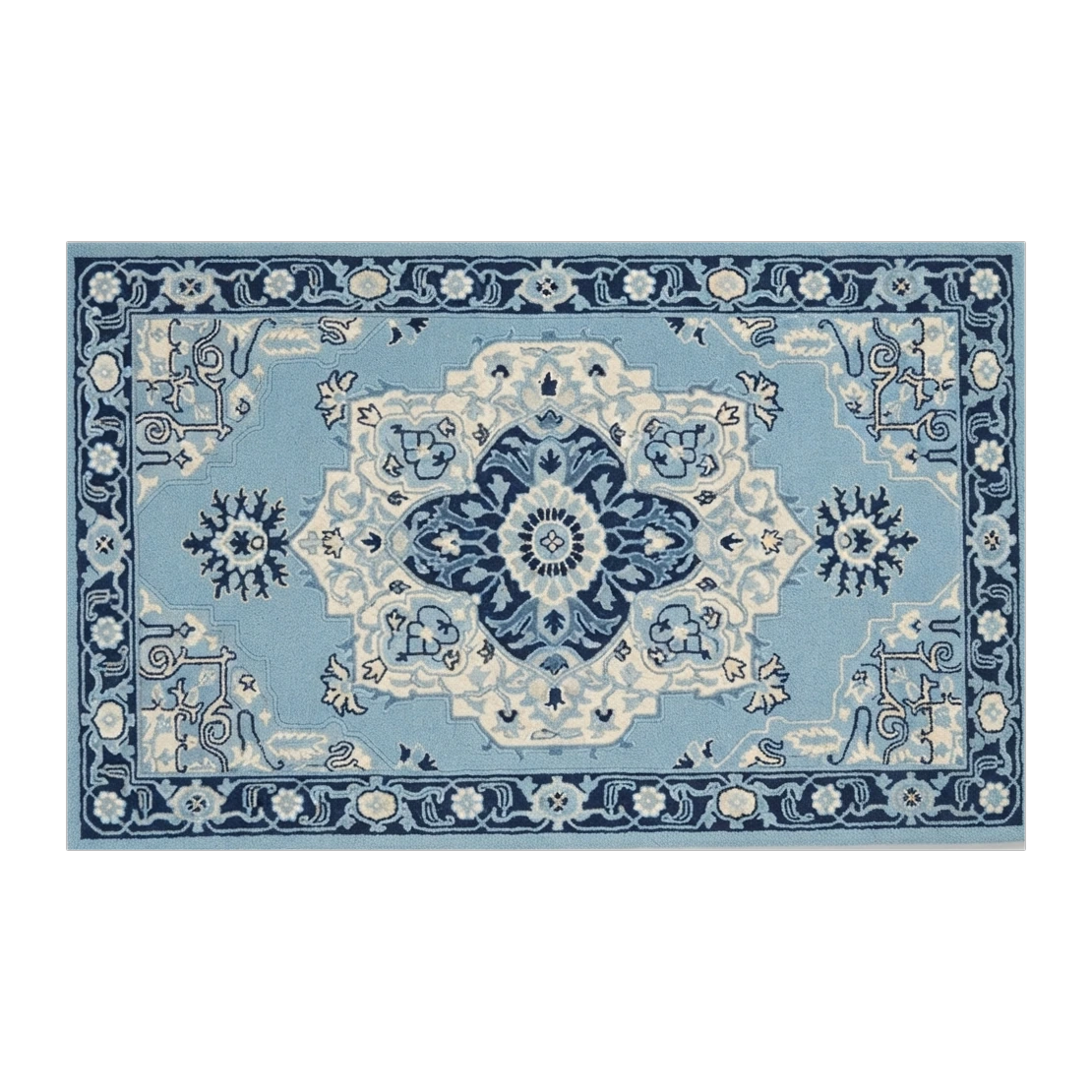 Sapphire Bloom Medallion Hand Tufted Rug - alternate view