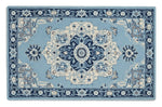 Sapphire Bloom Medallion Hand Tufted Rug shown flat on a white background