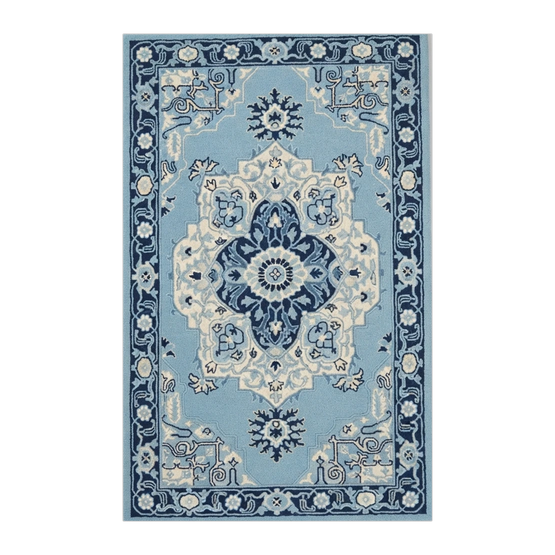 Sapphire Bloom Medallion Hand Tufted Rug