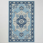Sapphire Bloom Medallion Hand Tufted Rug — blue, navy, light blue traditional rug by Maia Homes