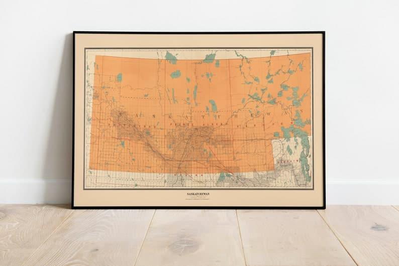 Saskatchewan Map Wall Print| 1903 Saskatchewan Map 