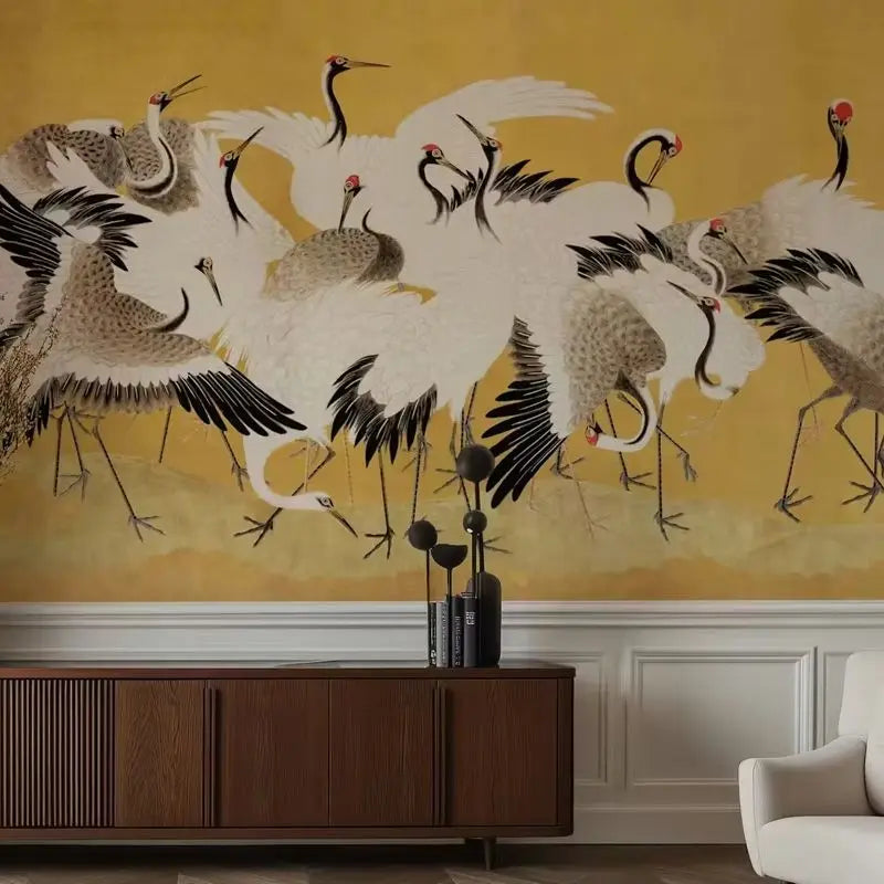 Golden Crane Flock Mural