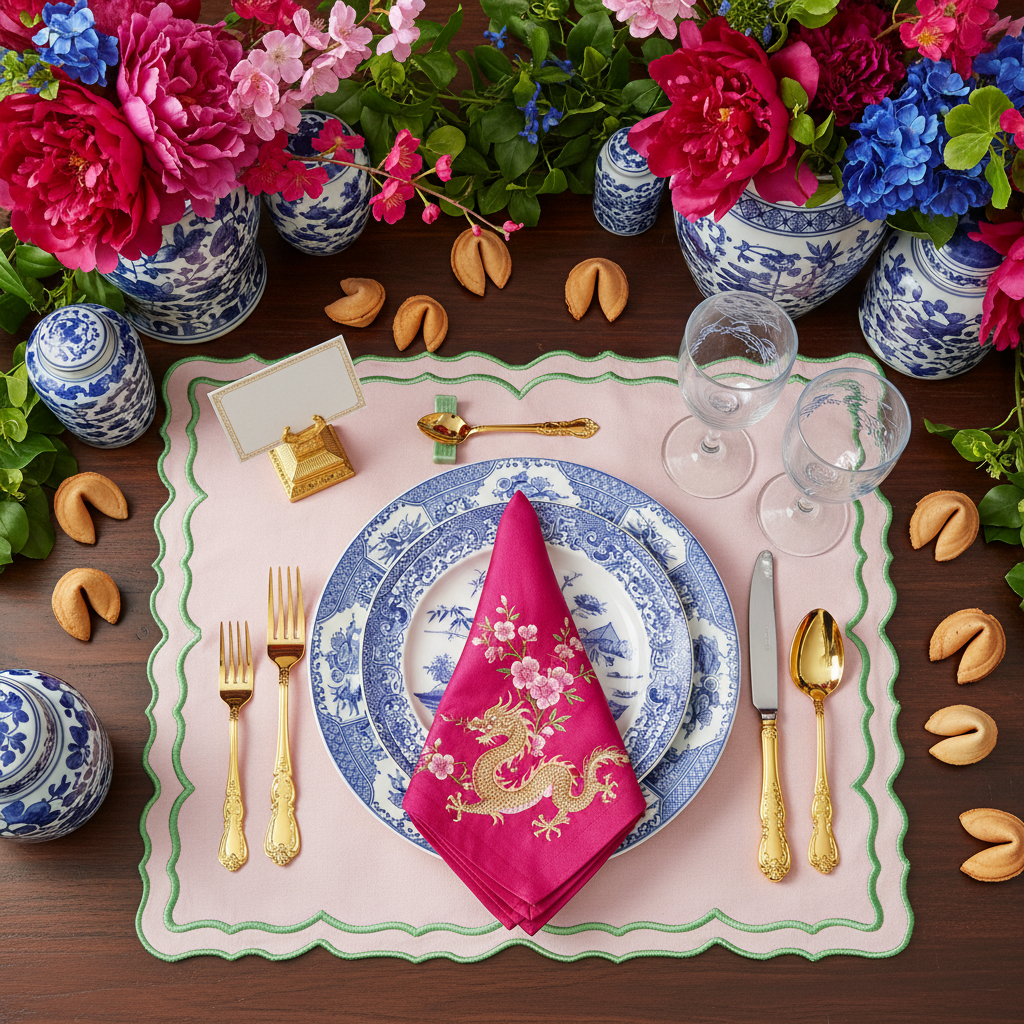 Blush & Mint Chic Scalloped Placemat set of 4