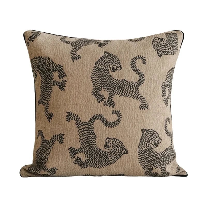Tiger Sovereign Velvet Embroidered Throw Pillow Cover
