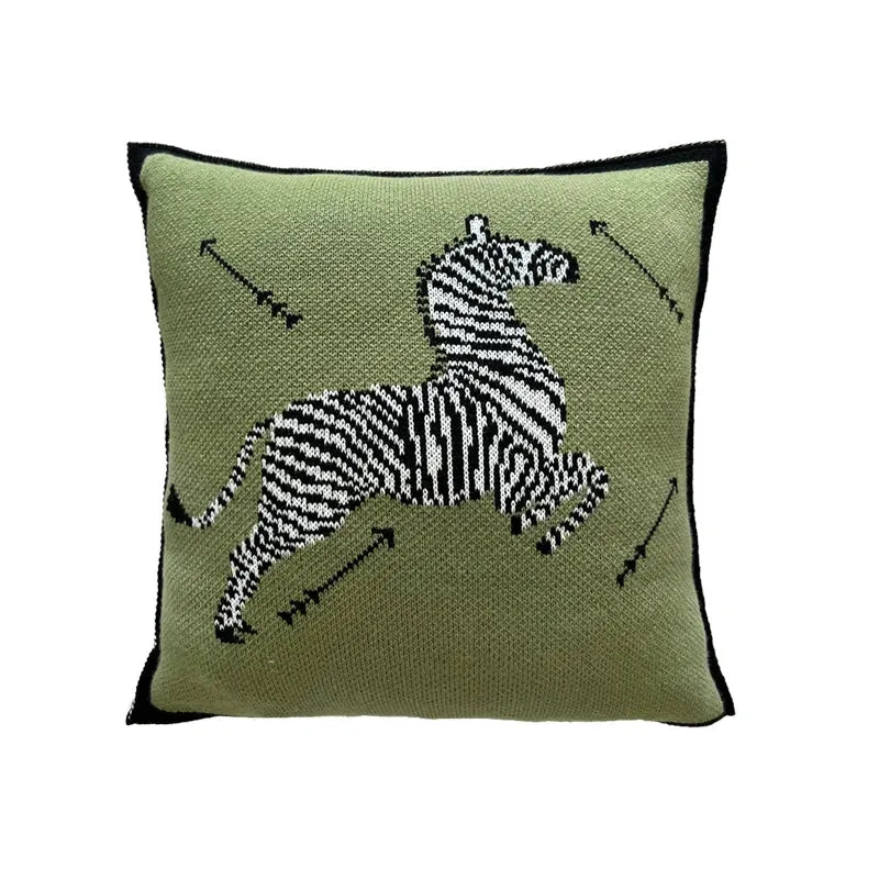 Arrows and Zebra Green Throw Pillow Cover