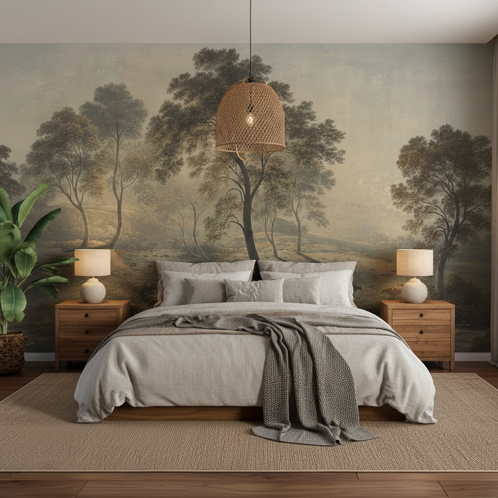 Dark Trees Abstract Landscape Mural