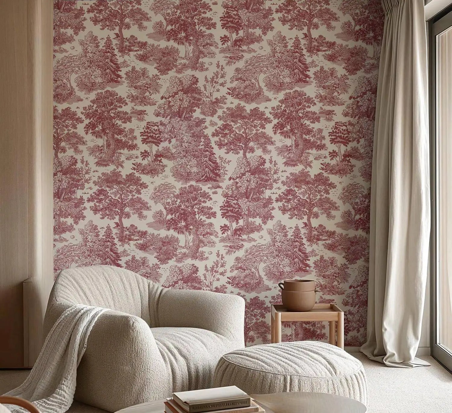 Burgundy Forest Mural