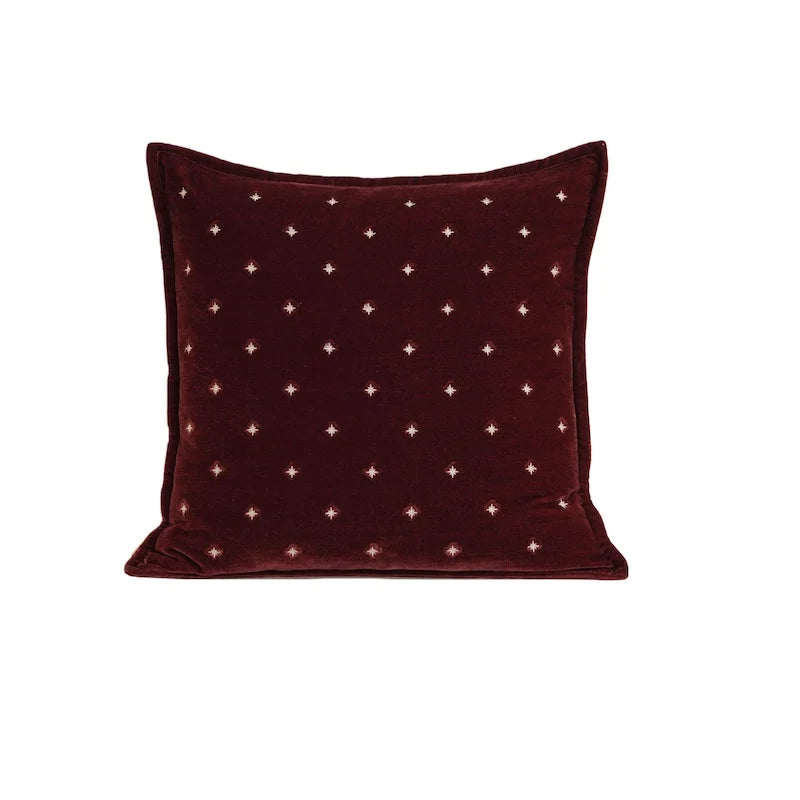 Ruby Crane Velvet Embroidered Throw Pillow Cover