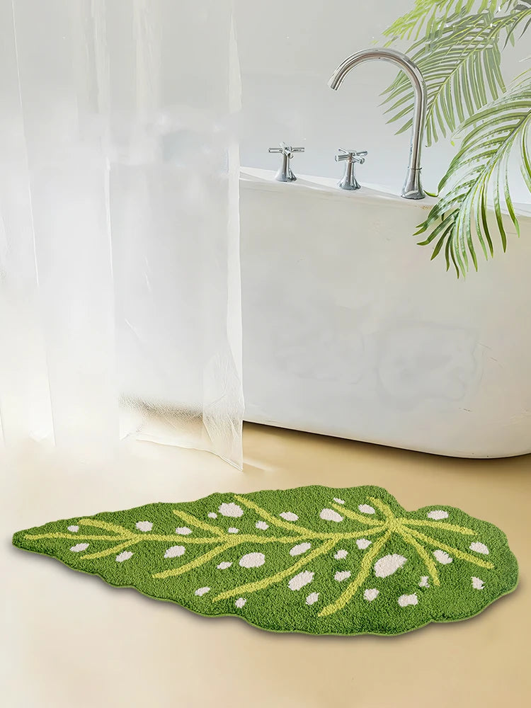 Spotted Begonia Leaf Art Tufted Bath Rug