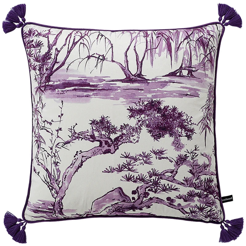 Purple Plum Blossom Imperial Cushion Cover
