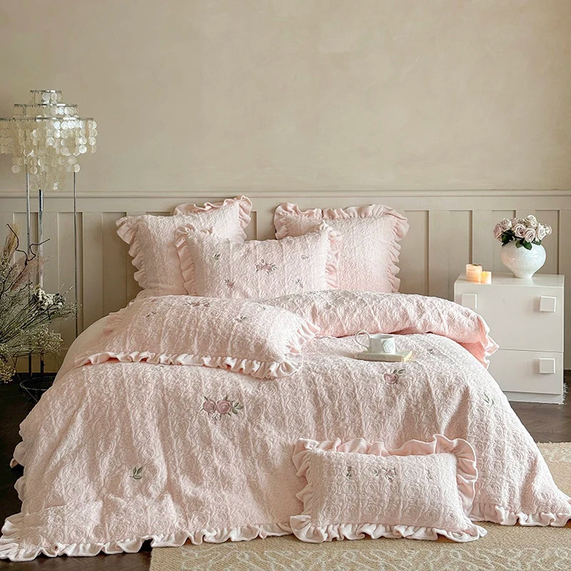 4PCS Pink Milk Velvet Winter Bedding Set