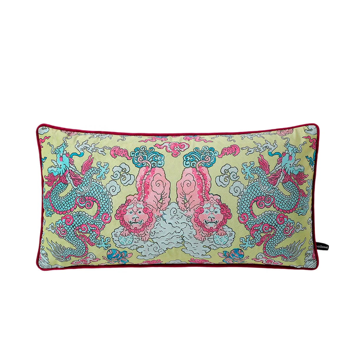 Imperial Dragon & Lion Chinoiserie Cushion Cover