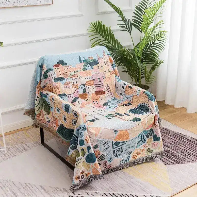 Air Balloon Town Throw Blanket - MAIA HOMES