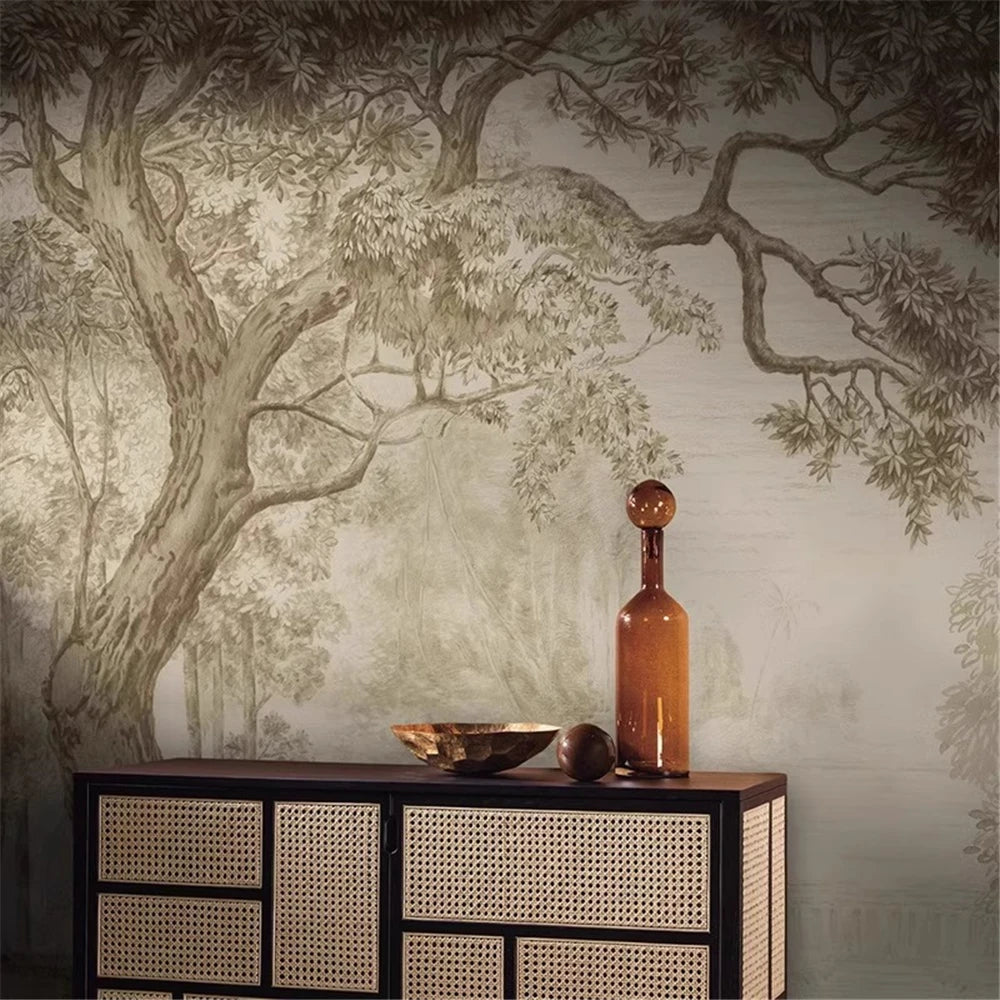 Retro Forest Tree Mural