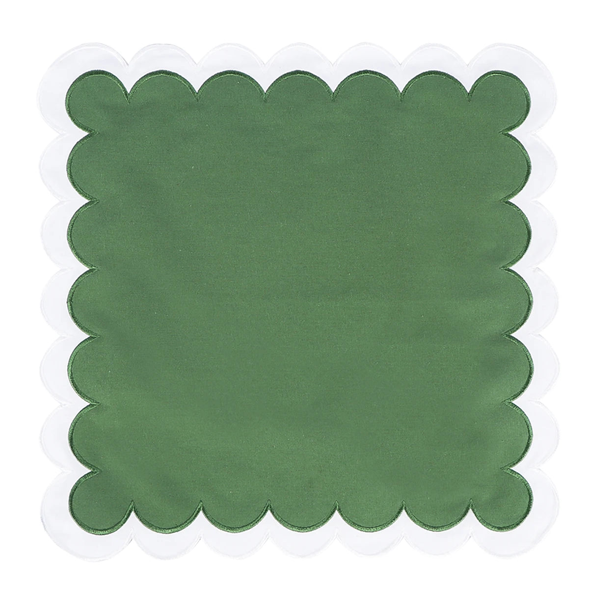 Maia Homes Elegant Forest Green Scalloped Placemat
