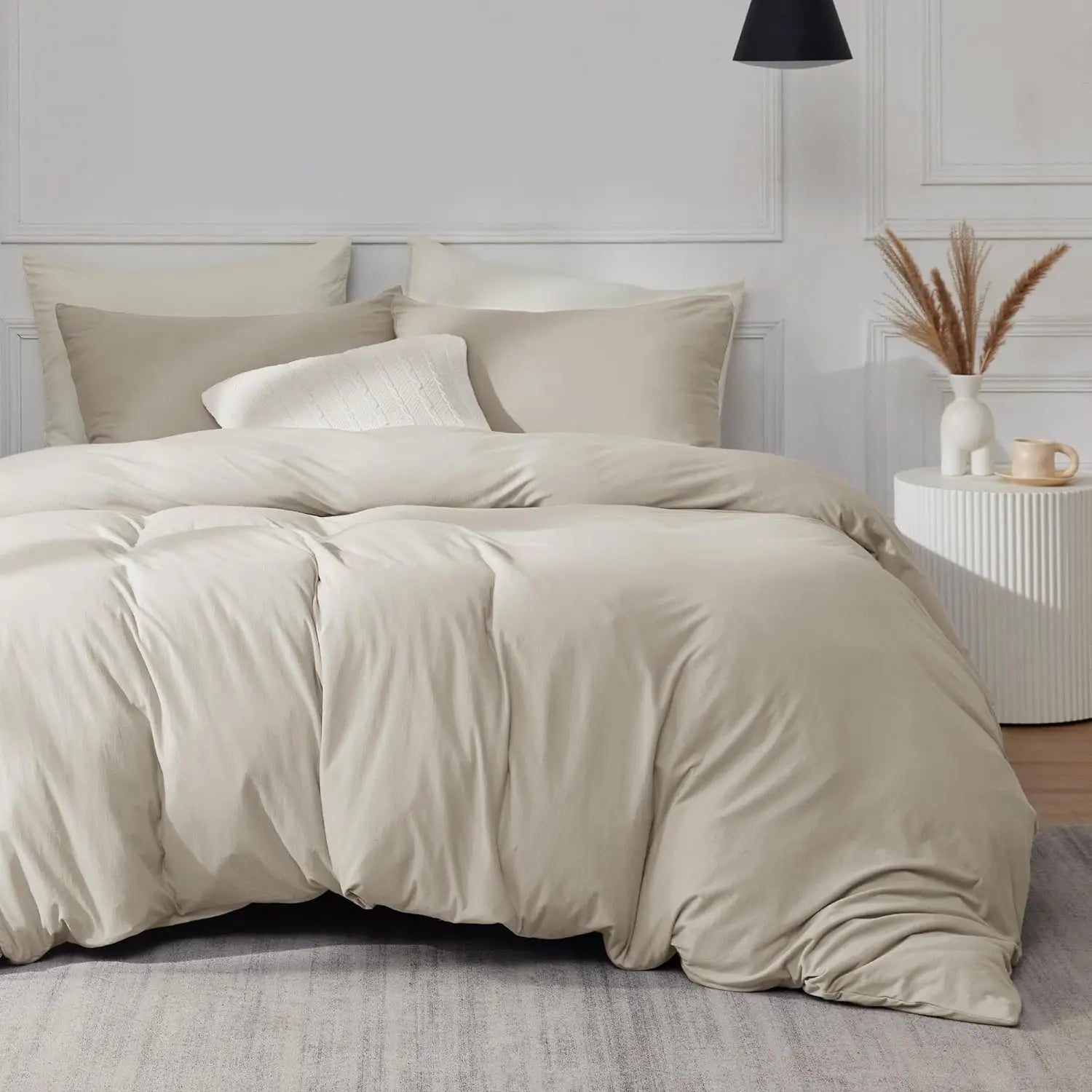 Experience luxury with our 100% Organic Flax Linen Washed Bedding Set in beige Soft, breathable, and durable, it ensures ultimate comfort and timeless elegance.