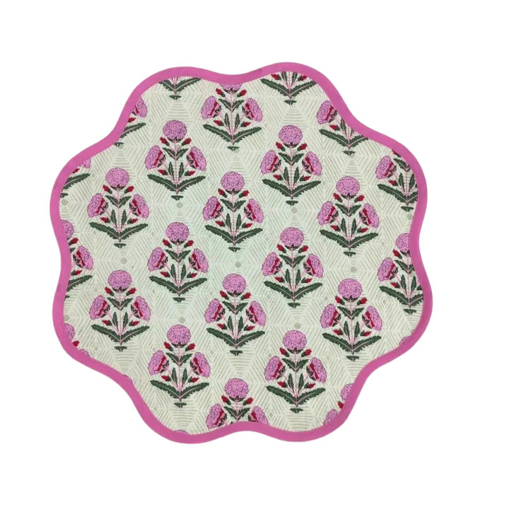 Scalloped Pink Roses Round Placemats