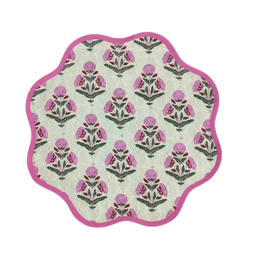 Scalloped Pink Roses Round Placemats