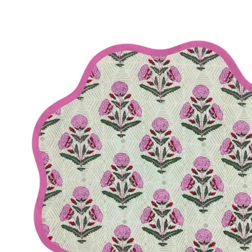 Scalloped Pink Roses Round Placemats