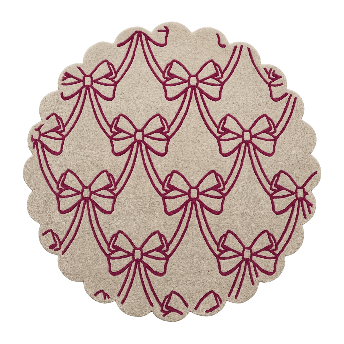 Scalloped Bow Round Hand Tufted Wool Rug - MAIA HOMES