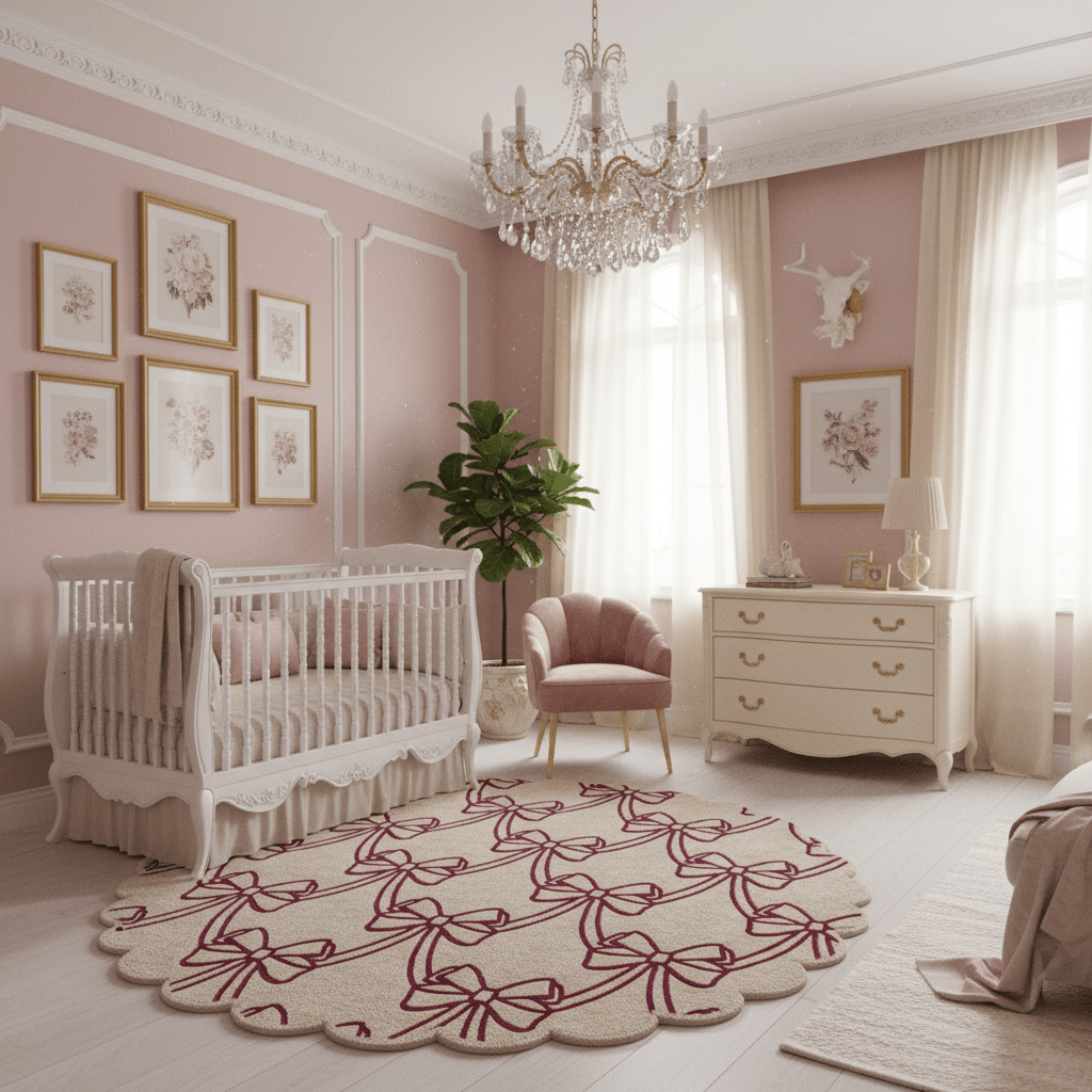 Scalloped Bow Round Hand Tufted Wool Rug - MAIA HOMES